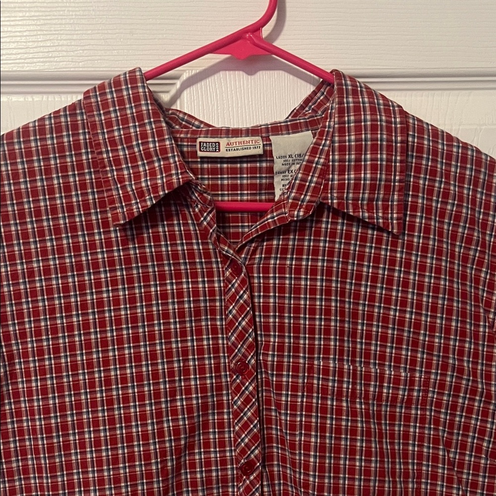 Faded Glory Button Down Plaid Shirt (Unisex)